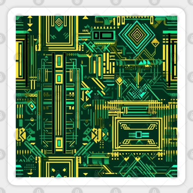 Geometric pattern like a circuit board 2 Sticker by etherElric